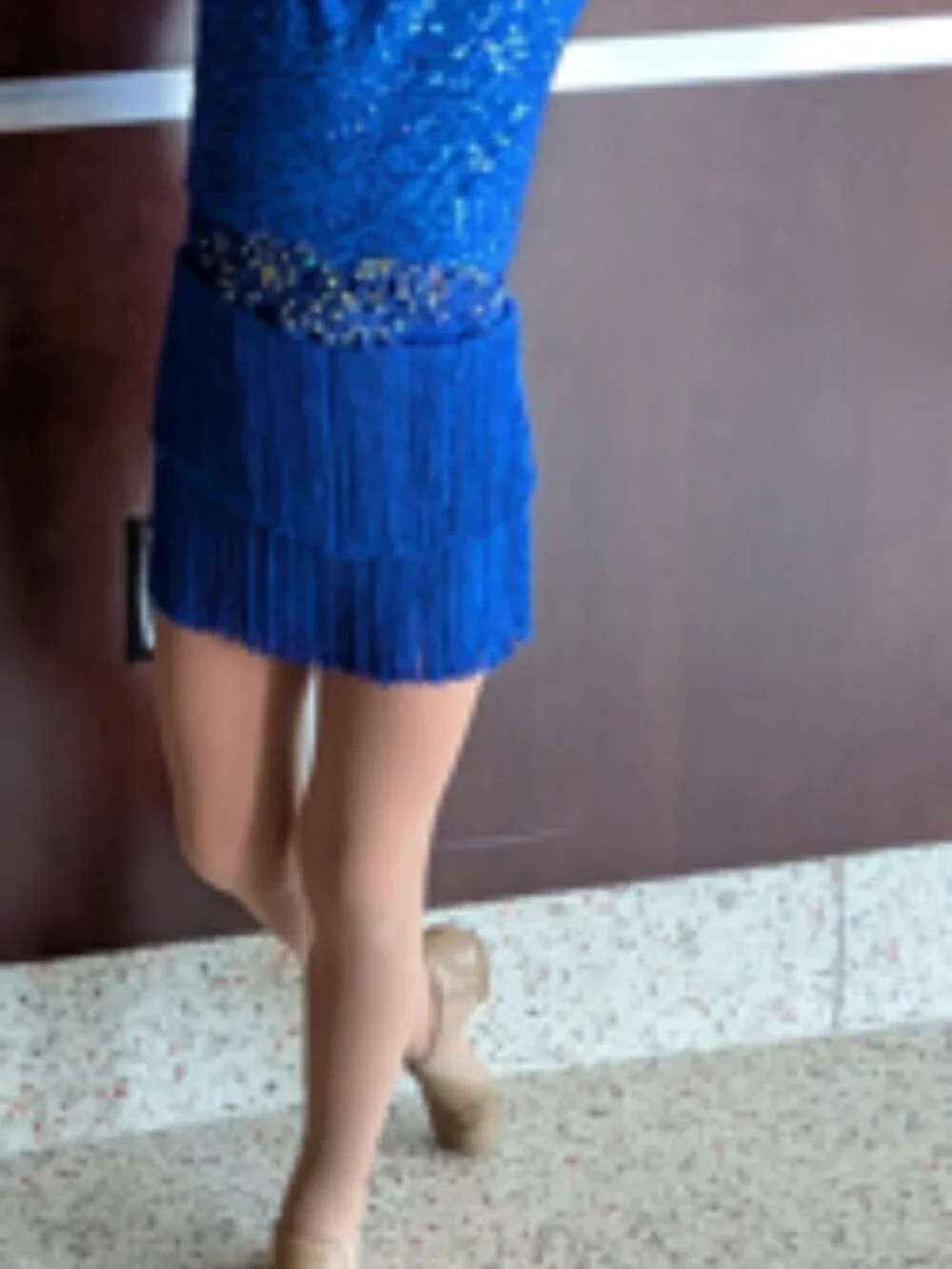 Weissman Blue Sequin & Silver Fringe Dance Costume size 1C